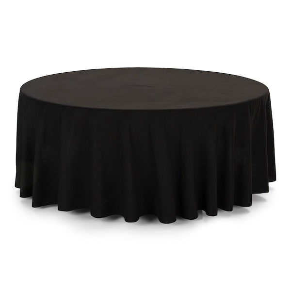 Atlas Commercial Products 120" Round Polyester Tablecloth, Black PY-120R-03 - main